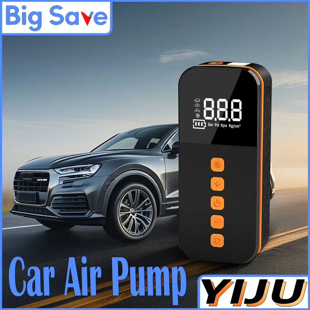 

Автомобильный воздушный компрессор, электрический насос для накачивания шин со светодиодной лампой для мотоцикла, велосипедных шин, портативный надувной насос