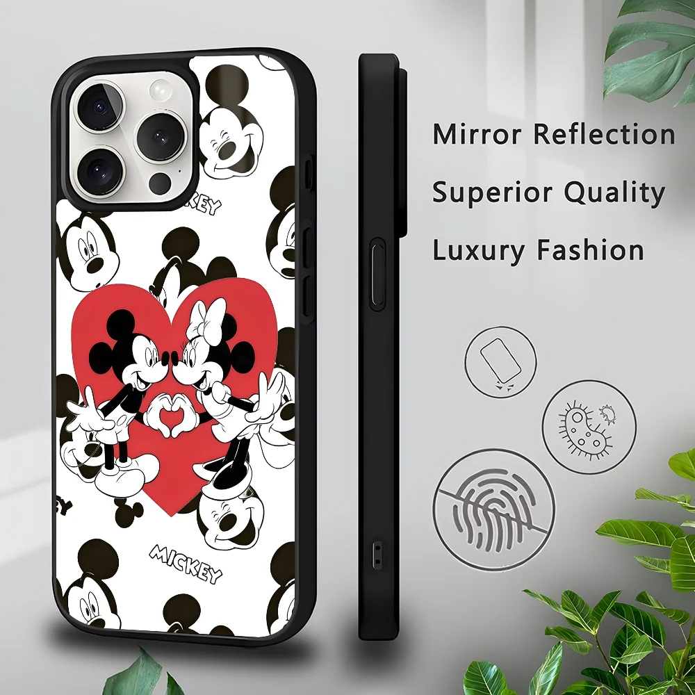 D-Disney M-Mickey M-Minnie  Phone Case  for iPhone 16 15 14 13 Pro Max 11 Mini Alex Mirror For Magsafe Wireless Charging Cover