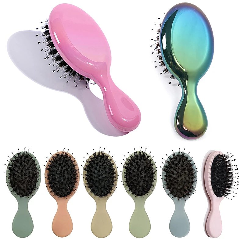 New Natural Boar Bristle Oval Hair Brush Comb Head Scalp Massage Comb Portable Horsehair Comb Fashion Hair Styling Tool