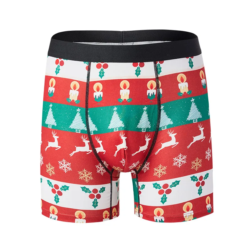 Árvore de natal impressão roupa interior masculina sem costura boyshorts confortável 3d pouth juventude boxer shorts cintura elástica masculino boxer calcinha