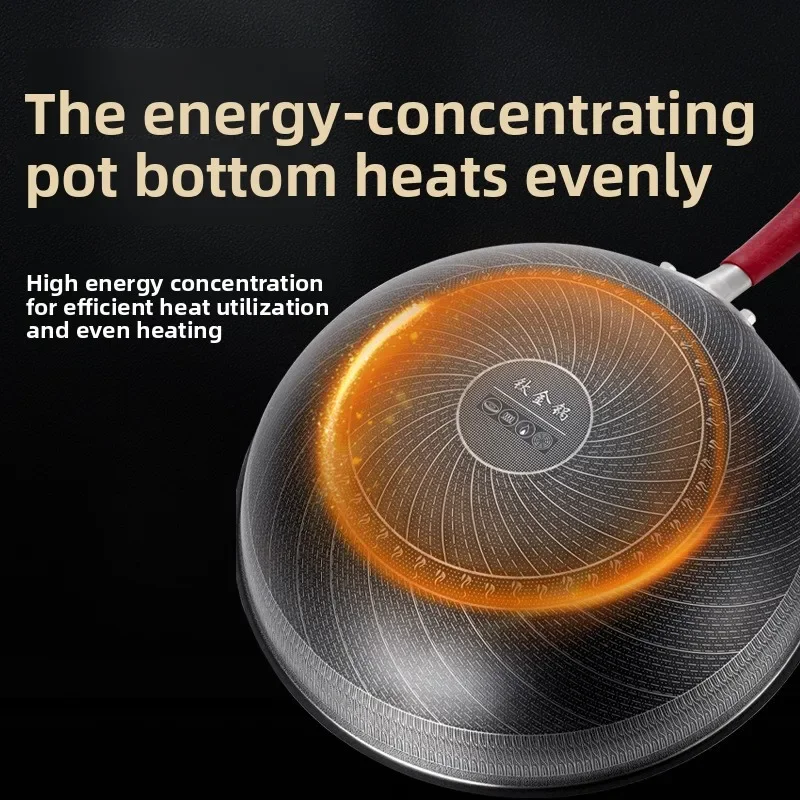 HYS pure titanium composite multi-layer bottom non-stick pan wear-resistant multi-stove suitable for wok smoke-free wholesale 4