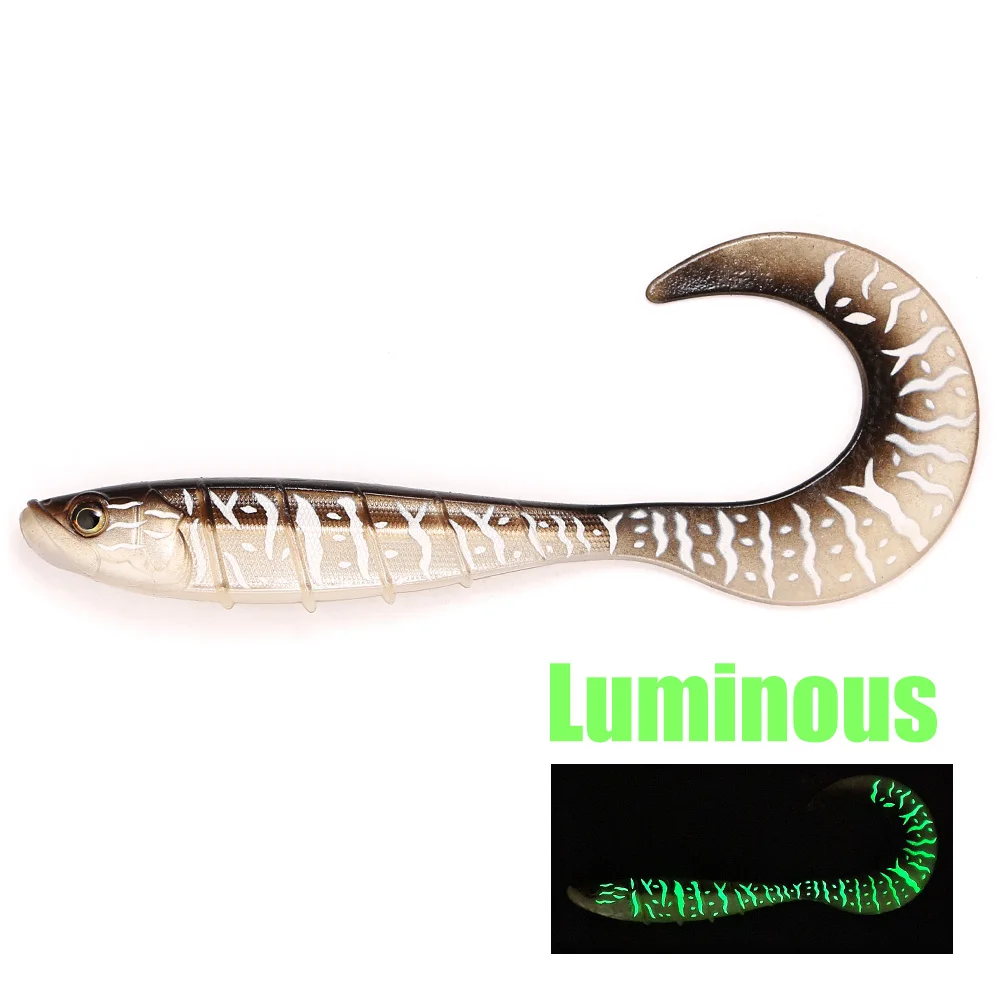 B&U Big Curly Tail Weichköder für Hecht und Muskie, 20cm Raubfisch-Swimbait, künstlicher Grub-Köder, Angelzubehör