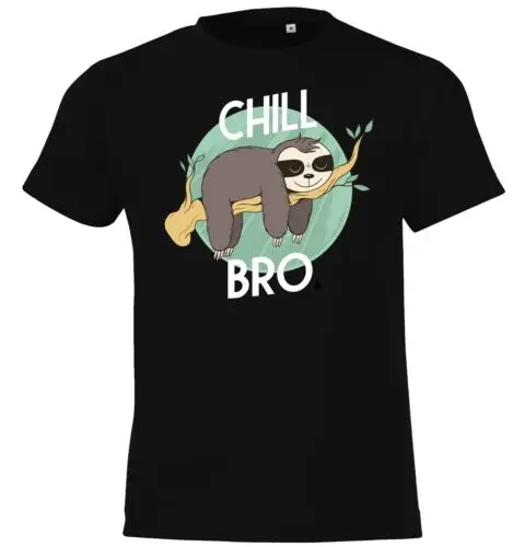 Youth Designz CHILL BRO Kinder T-Shirt Schule Lustig Spruch Faultier Logo Fun