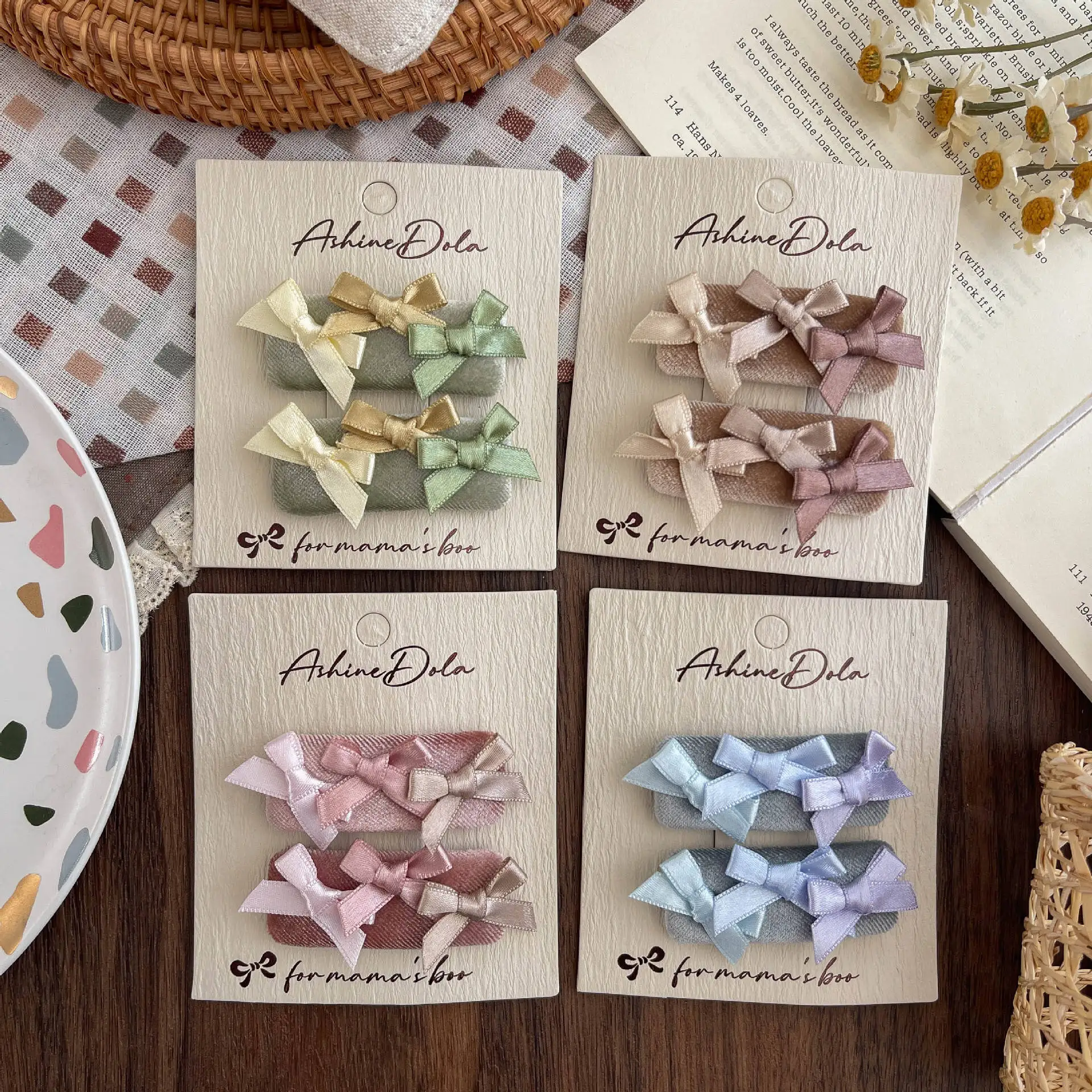 

Детские заколки для волос с тройными бантиками для девочек, детские аксессуары для волос, детские боковые заколки, заколки для волос с тканевым покрытием для малышей