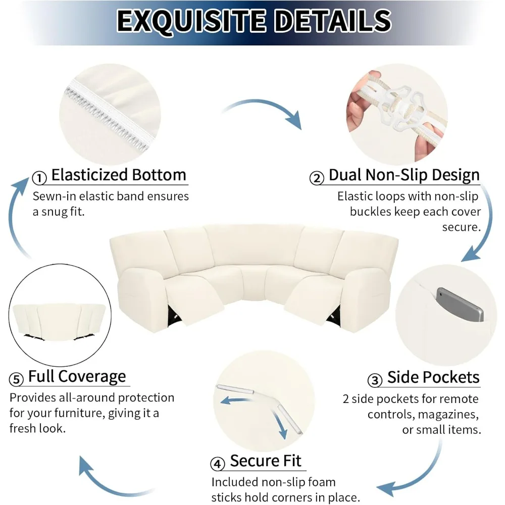 Очень большие чехлы для секционных диванов с откидной спинкой, эластичные чехлы для диванов L-образной формы, идеально подходят для больших диванов с откидной спинкой