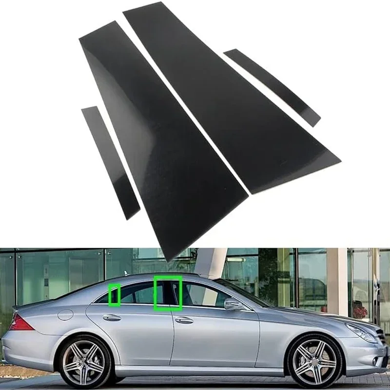 

4Pcs Gloss Black Pillar Post Fit For MERCEDES CLS C219 2006 2007 2008 2009 2010 2011 Door Side Window Decor Cover Accessories