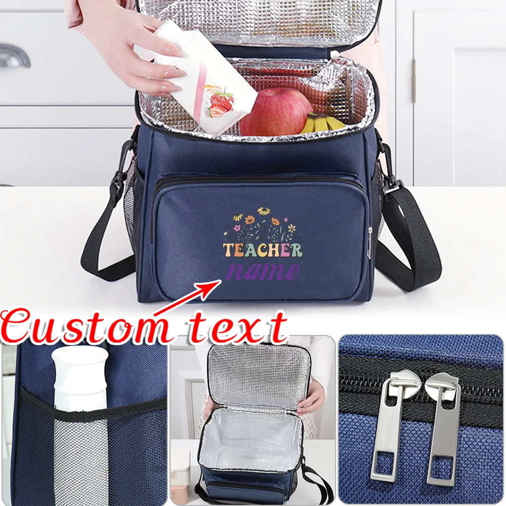 

Сумка для обеда на одно плечо с индивидуальным именем, простая сумка с ручкой для офисного работника, студенческие сумки для обеда большой вместимости, дорожная сумка для пикника