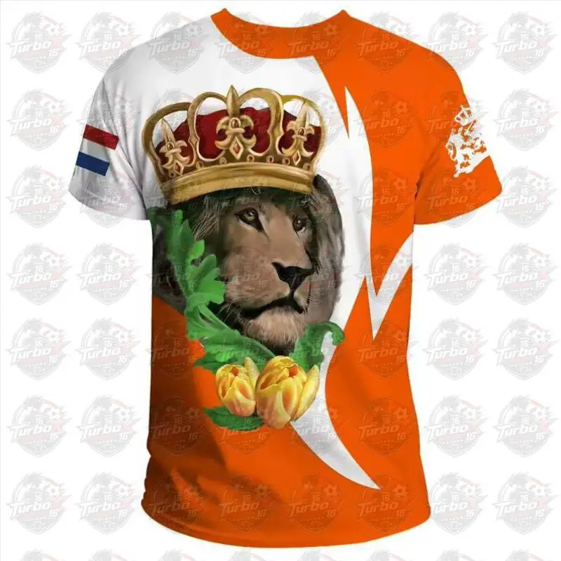2026 Netherlands Flag T-shirt For Men 3d Printed Dutch Orange T Shirt Oversized Short Sleeve Outdoor Sports Tops Tee Shirts