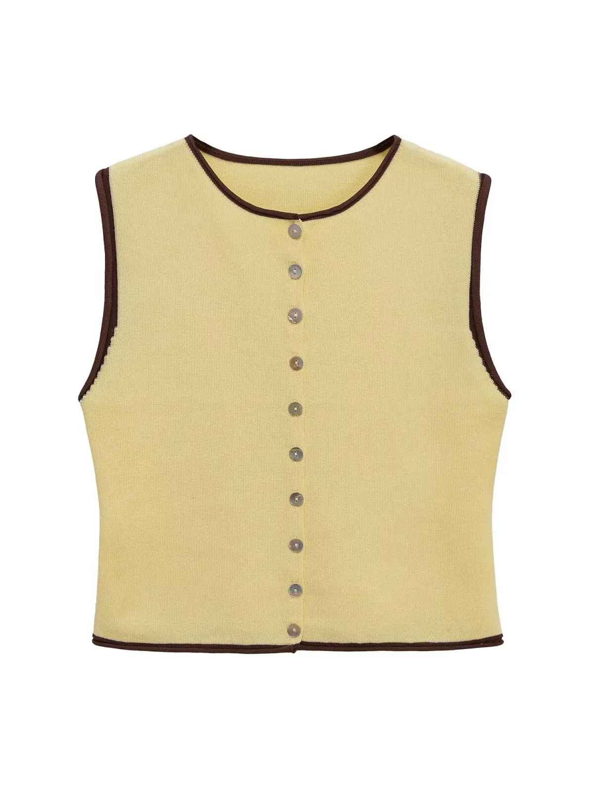 Sweet Sle-Chaleco redondo de punto Svel para mujer, Top con capas de retazos, ropa informal de algodón, otoño 2025