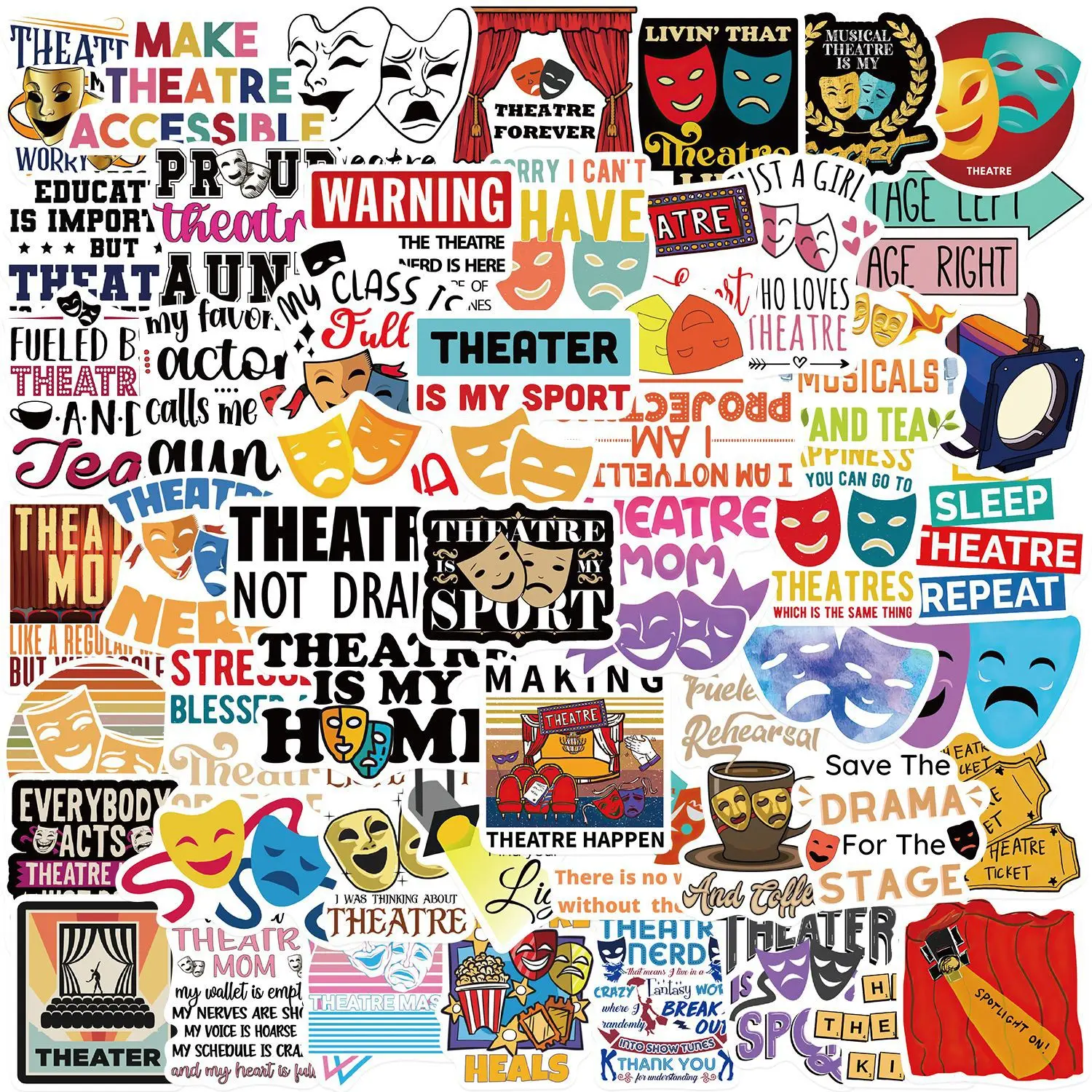 50PCS Theatre DIY Graffiti Stickers Diary Scrapbook Laptop Luggage Skateboard Decal Fun Stylish Classic Toys Stickers