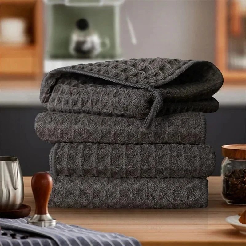 

1/4 шт., полотенце для чистки кофе-бариста, супер впитывающая ткань из микрофибры, полотенца для кухни, дома, очиститель кофемашины