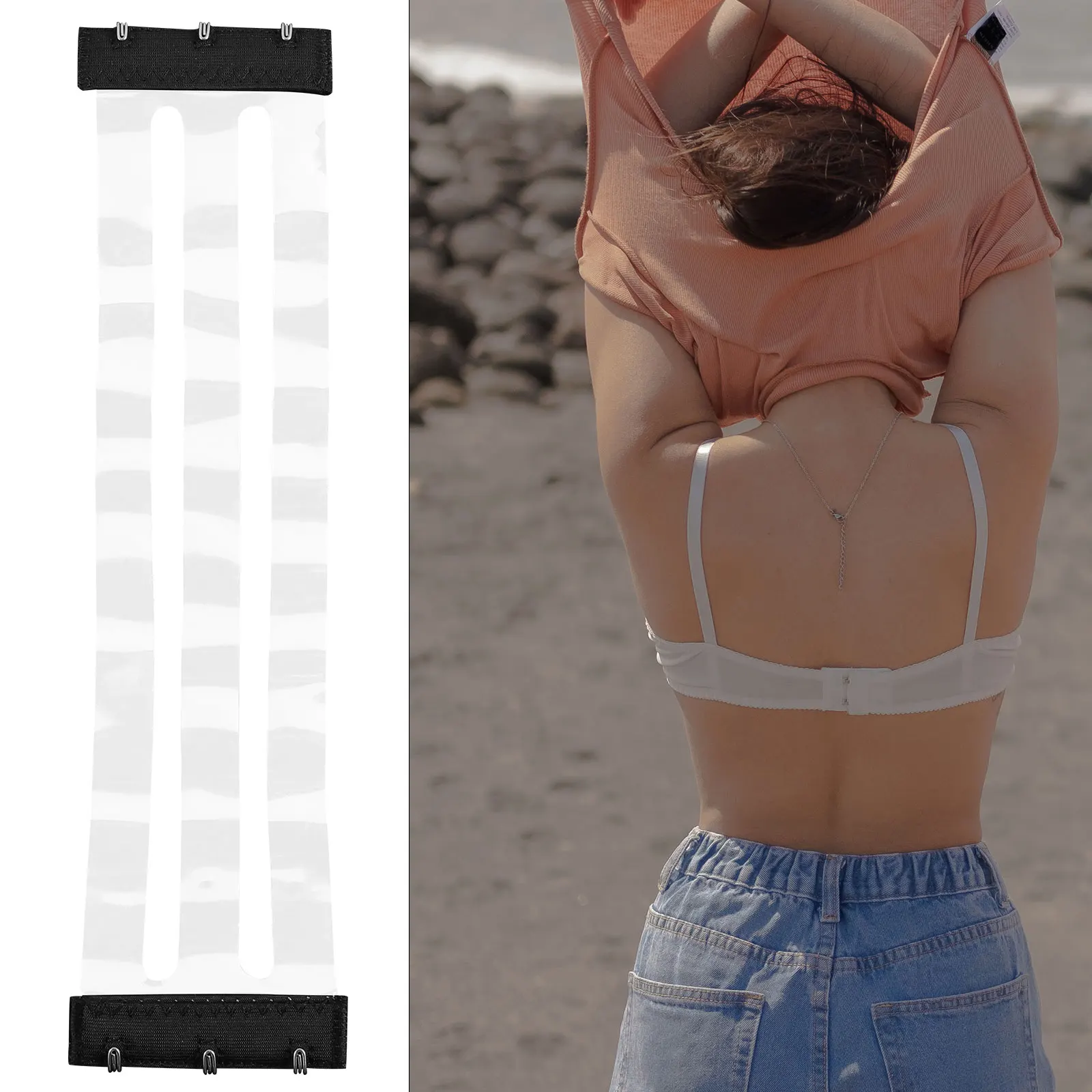 

3 Hook Bra Extender Elastic Back Clip Strap Comfortable Fit Replacement for Women Teen Bra Accessory Buckle Extender