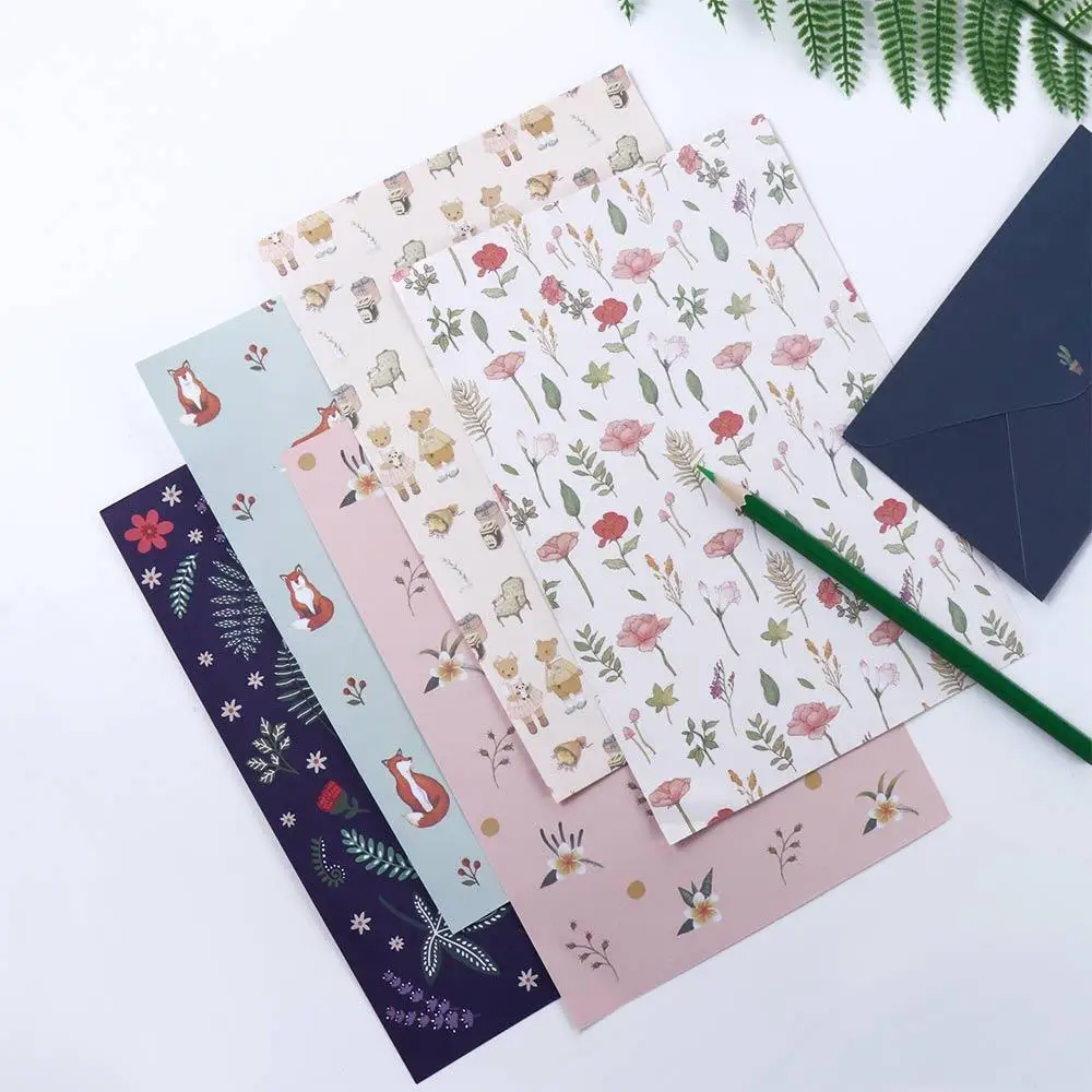 Valentine's Day Lovely Different Style Letter Pad Beautiful Flower Cartoon Stationery Paper Letter Paper Envelope Writing Paper