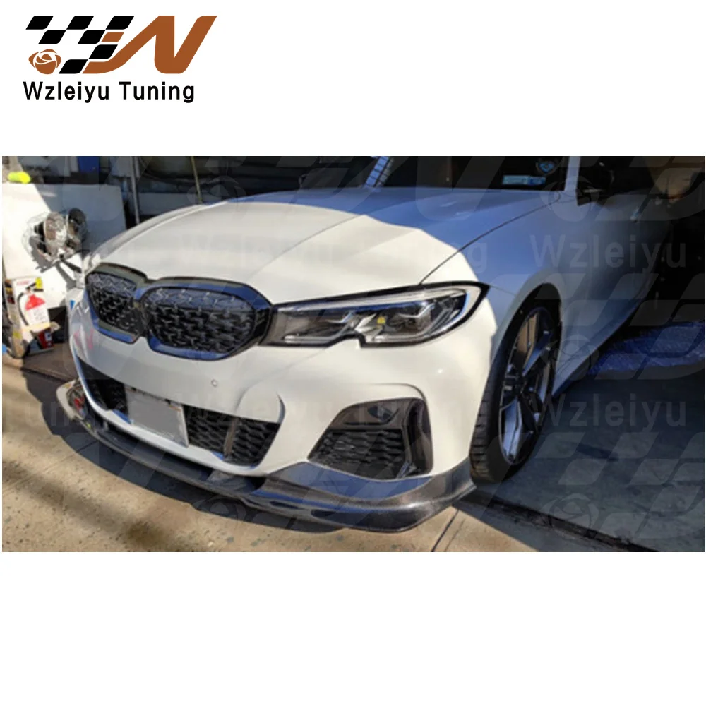 New Style Real Carbon Fiber Front Bumper Lip Fit For BMW 3 Series G20 M340i 330i 19-22 High Quality Fitment