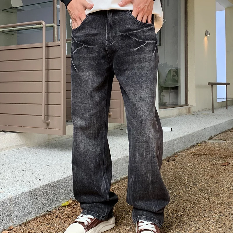 

High Street Y2k Pants Baggy Weilu Medium Straight Tube Bronson Washing Men Trousers for Man Clothes Purple Jeans Brand Jean Mens