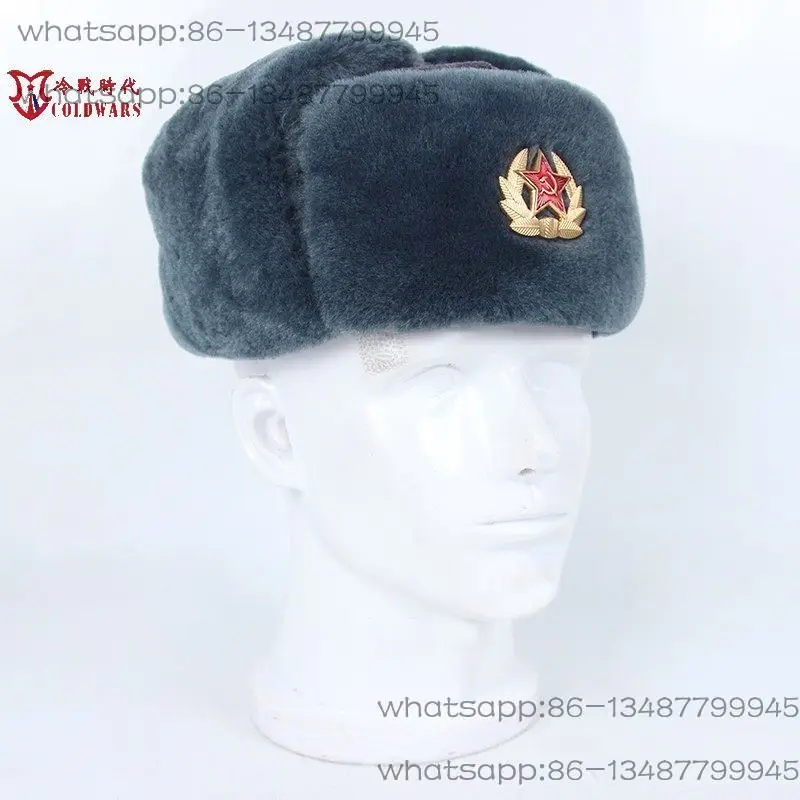 冷戦時代のレプリカソビエトロシアウシャカ綿帽子m69赤軍スターグレー冬用帽子ベルベットレイフェンハット