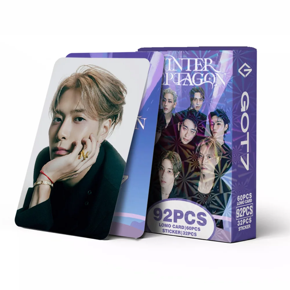 92Pcs/Set GOT7 Idol New Album WINTERHEPTAGON Lomo Cards Jackson Jay B JinYoung Mark HD Printd Photocards And Sticker Fans Gift