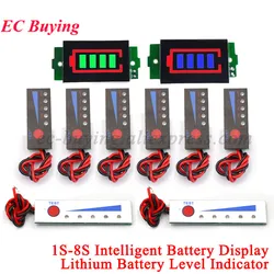 1Pc-10Pcs 1S/2S/3S/4S/5S/6S/7S/8S Single 3.7V Lithium Battery Capacity Indicator Display Electric Vehicle Battery Power Tester