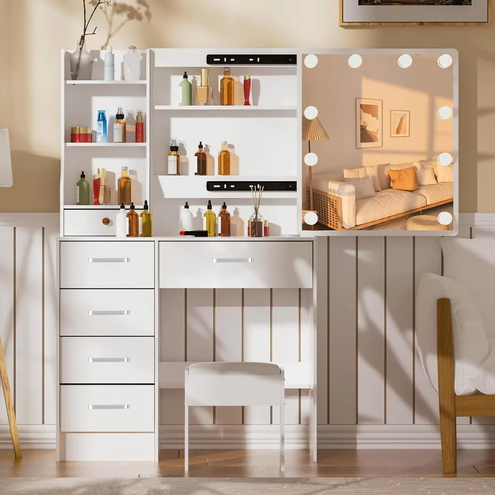 

Makeup Vanity Desk Set Drawers Dresser Bed Room Dresser Furniture Furnitures Mini Dressing Table for Bedroom Dressers Mirror