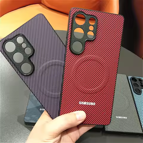 Carbon Fiber Magnetic for Magsafe Case For Samsung Galaxy S25 S24 S22 S21 Ultra Plus S23 FE Wireless Charging Matte Bumper Cover