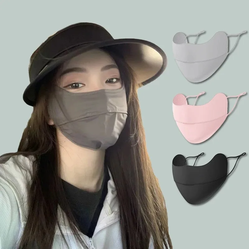 النساء الرجال الحرير الجليد واقية من الشمس قناع الصيف الأشعة فوق البنفسجية حماية الدراجات غطاء تنفس الوجه اللون واقية التدرج قناع الجري K9N0 #5