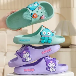 Kawaii Slippers Anime Kuromi My Melody Hangyodon KT Cartoon Girls Soft Non-slip Soft Bottom Indoor Bathroom Beach Sandals Shoes