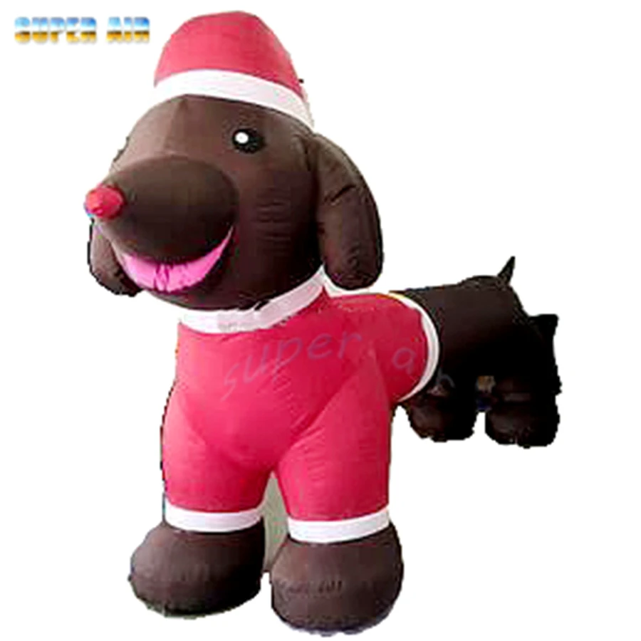 Christmas Outdoor Cartoon Decoration brown Inflatable Christmas Dog with long body