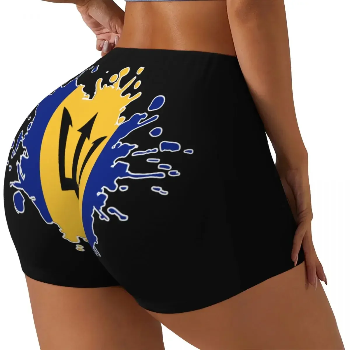 

Sexy Tight Hip Sports Shorts Abstract Barbados Flag Fitness Women's Comfortable Yoga Shorts