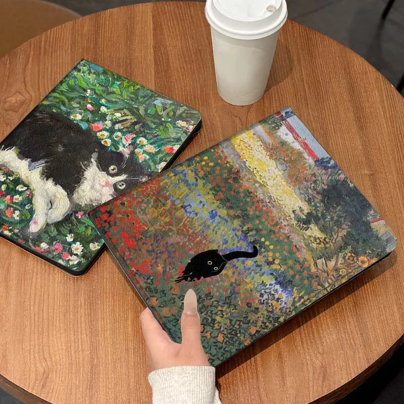 

Cartoon Black Cat Garden Tablet Case For Lenovo Xiaoxin Legion Pad Tab Pro GT Y700 Gen4 2 11 P11 M10 K10 3rd Plus Gen Gift