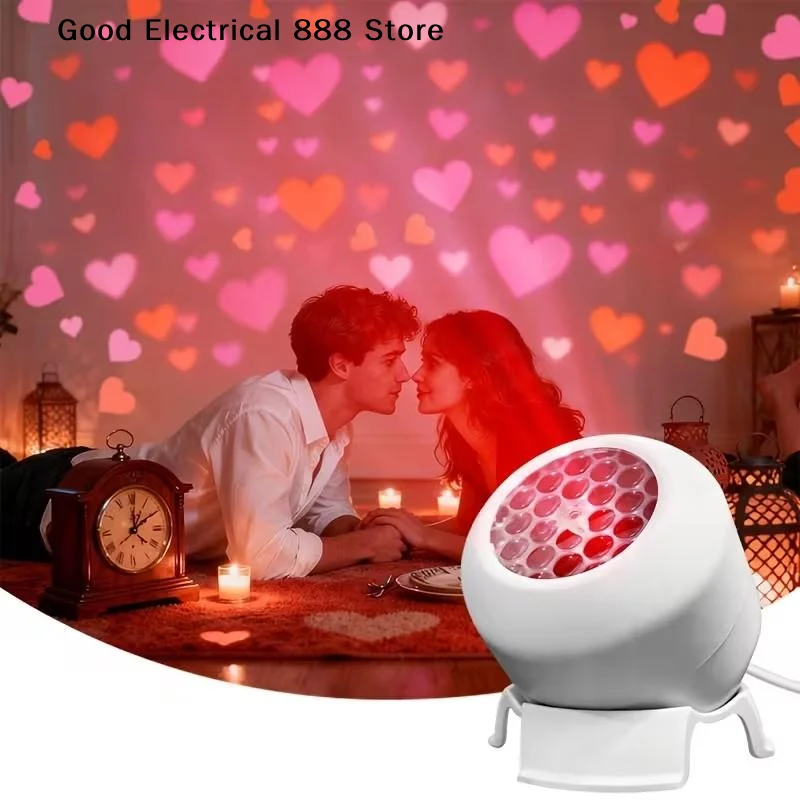 【G】Portable Dynamic Romantic Love Heart //Butterfly Projection Night Light, USB Powered For Bedroom, Chirstmas Party Decor