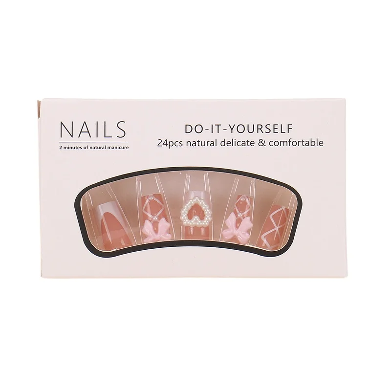 

French Wear Nail Patch Love Bow Romantic Nail Patch Removable Fake Nail Patch