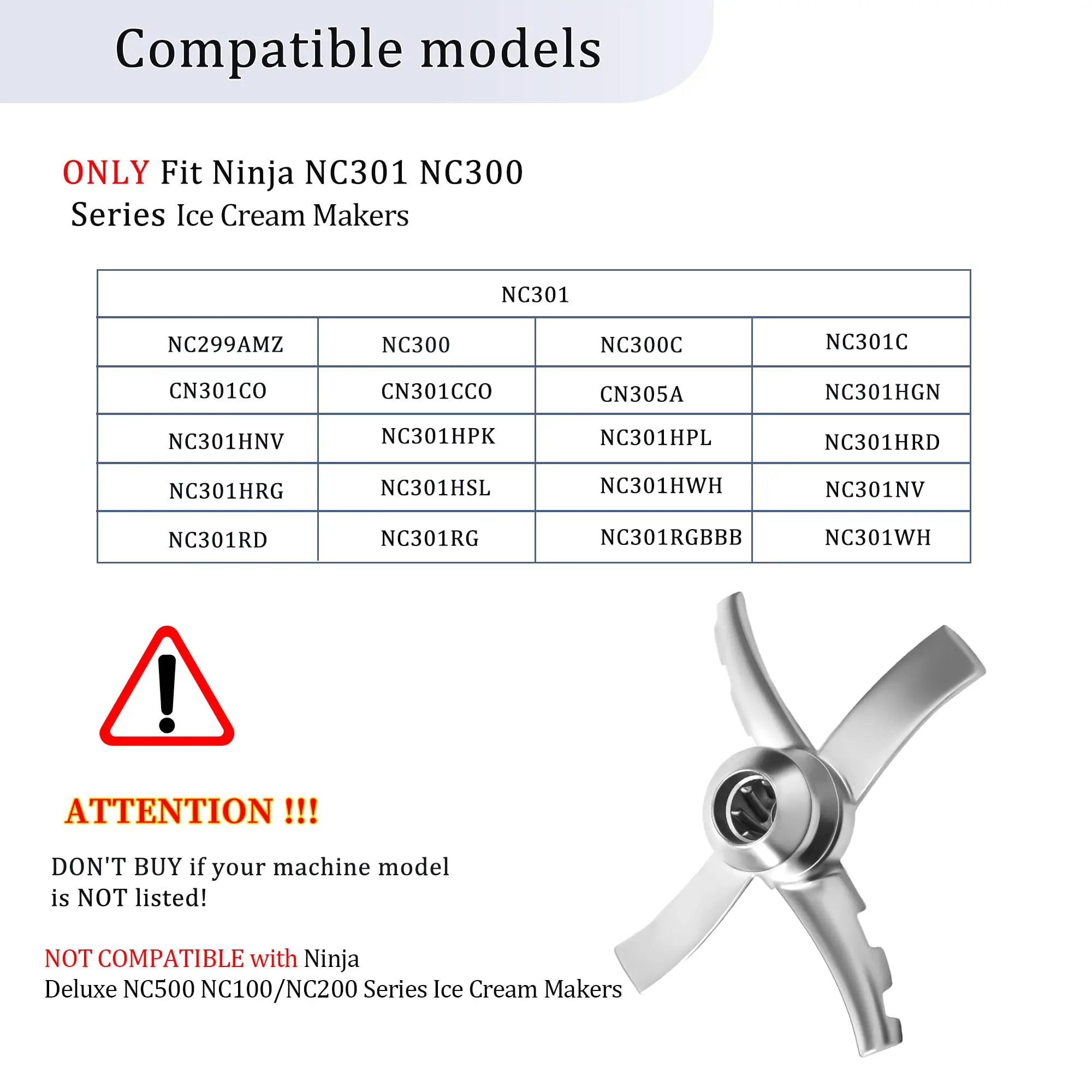 For Ninja Creami Blade Replacement Accessories, Fit for NC301 Ninja Creamerizer Paddle, Replaces CN301CO NC299AMZ NC300 NC301