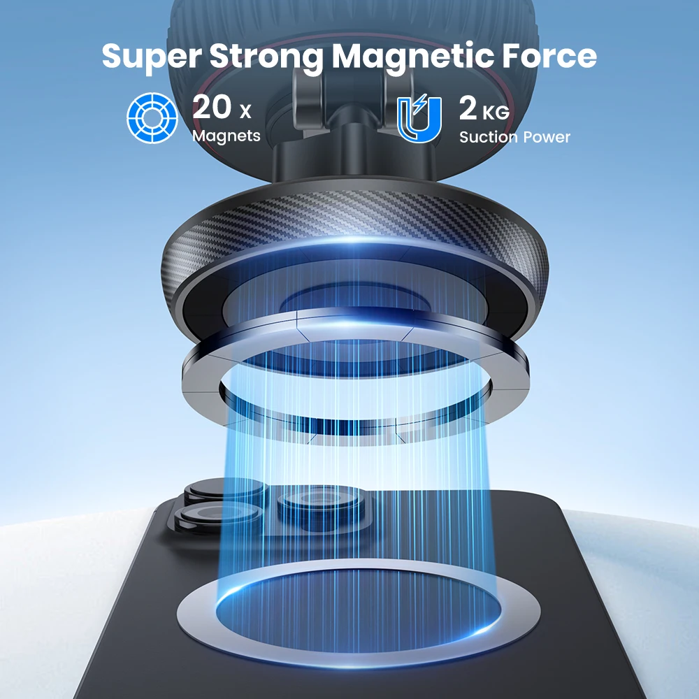 Magnetyczny uchwyt samochodowy TOPK do telefonu kompatybilny z MagSafe 360 °   Obrotowy uchwyt na telefon iPhone z przyssawką, do montażu na biurku lub ścianie.