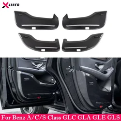 4PCS ABS Carbonfiber Patten Door Anti-Kick Pads Cover for Benz A/C/S Class GLC GLA GLB GLE GLS Fully Surrounded Protective Stick