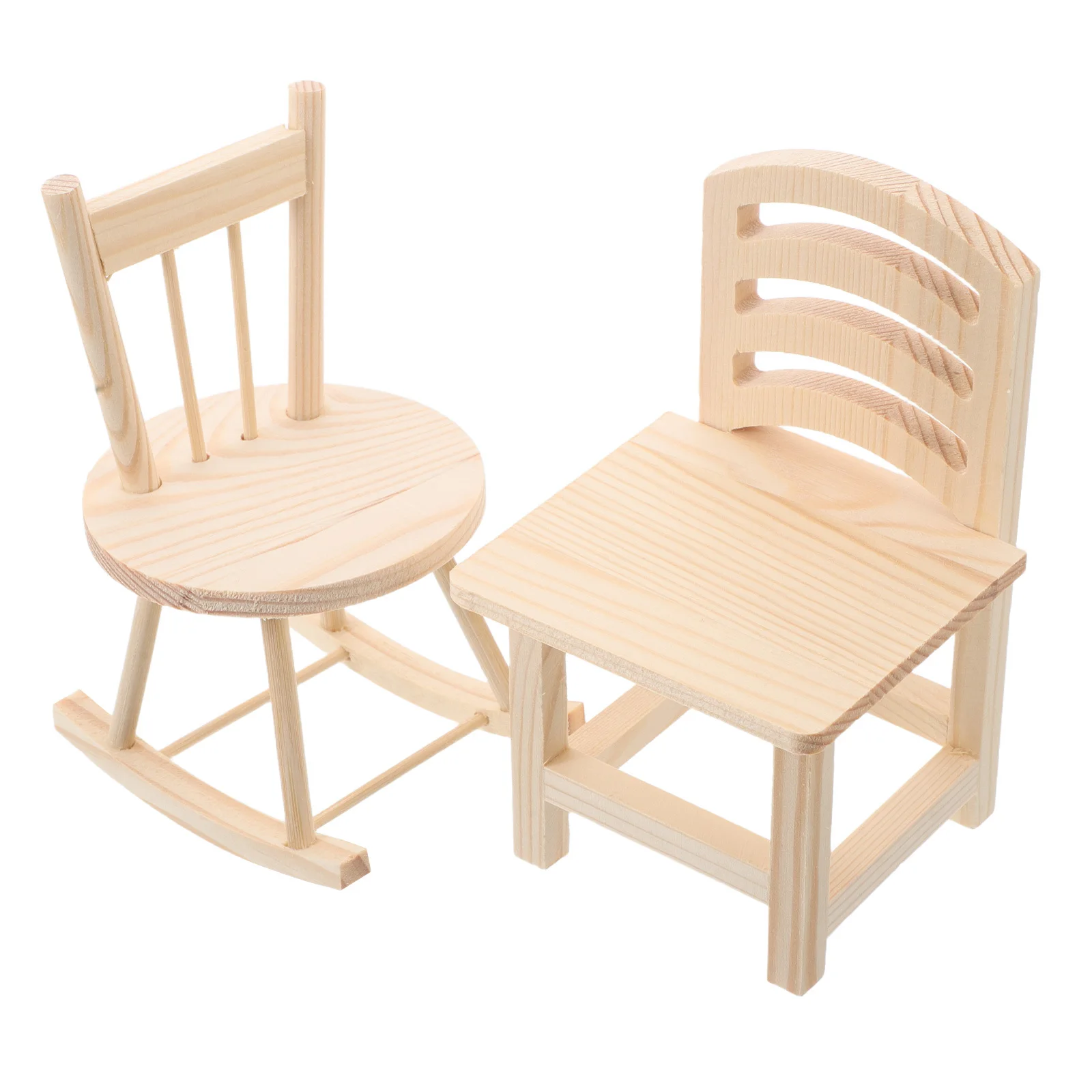2 szt. Krzesełek do domku dla lalek, model drewnianego krzesła dziecięcego, meble, fotel, ozdoba na biurko