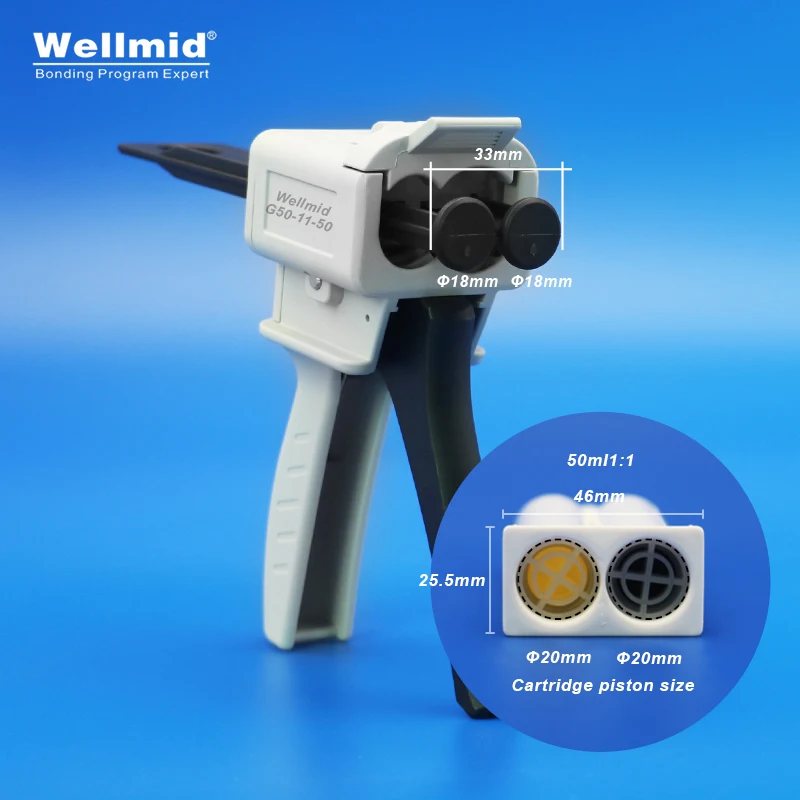 Imagem -04 - Pistola Dispensadora de Adesivos Epóxi 50ml 1:1 Kit 2k Portátil Tubo Duplo Dispensador de Mistura Loctite Araldite Cartuchos 3m Pistola de Cola ab