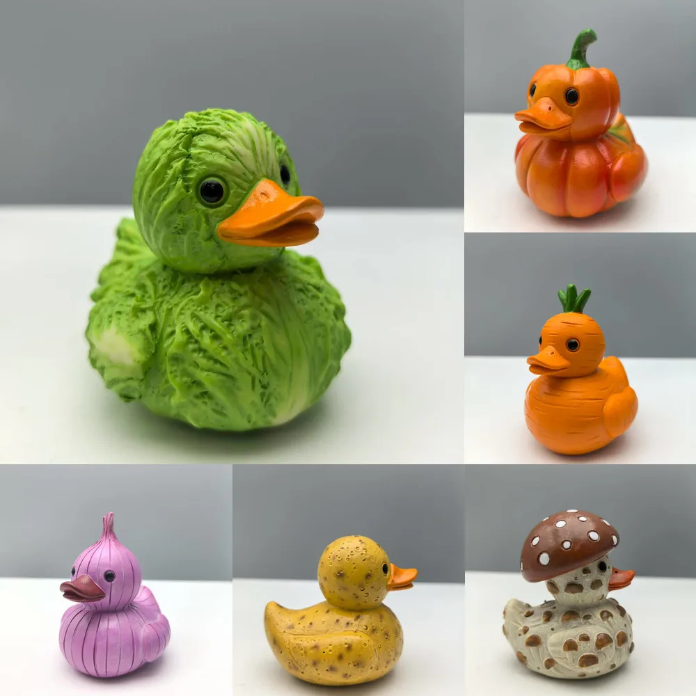 

Creative Duck Ornament Funny Home Decoration Resin Animal Figurine Novelty Fruit Vegetable Art Sculpture Desktop Home Decor