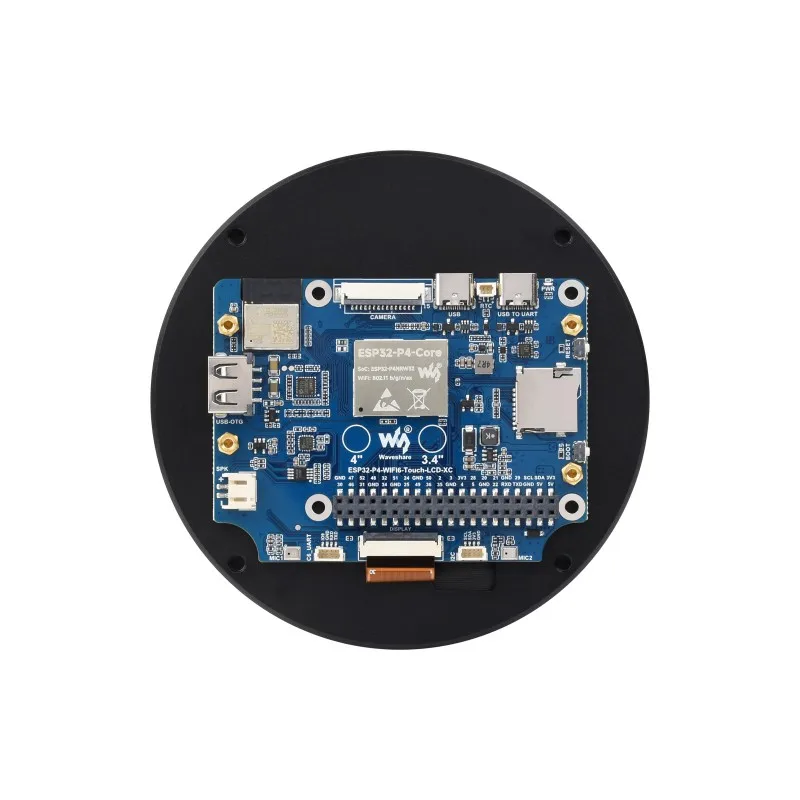 Waveshare ESP32-P4 3.4/4 Inch Round Touch Display Development Board,800×800/720×720 Resolution,Optical Bonding Toughened