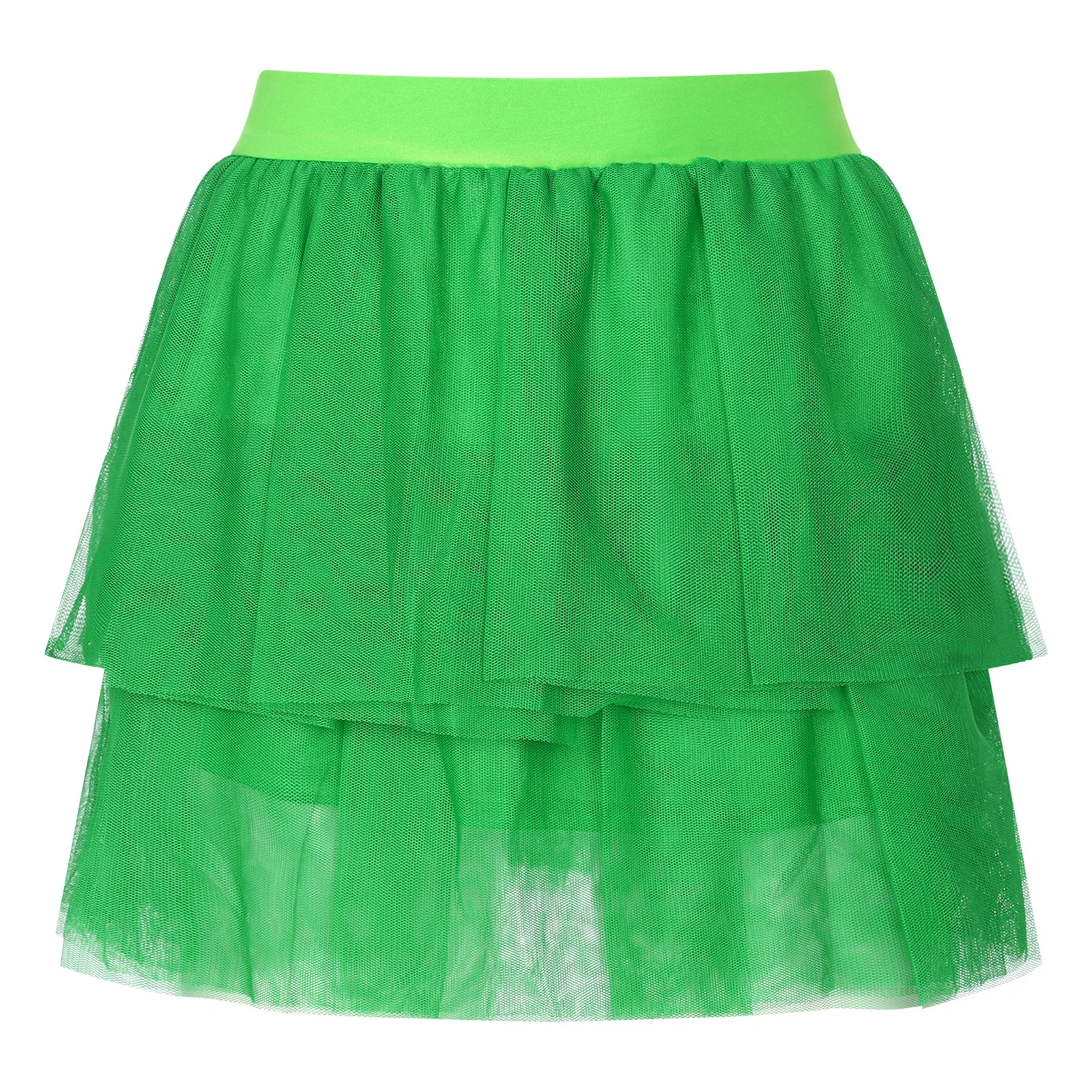 

Womens Tiered Ruffle Tulle Skirt Dance Training Stage Performance Photography Costume Adult Solid Color Elastic Waistband Skirts