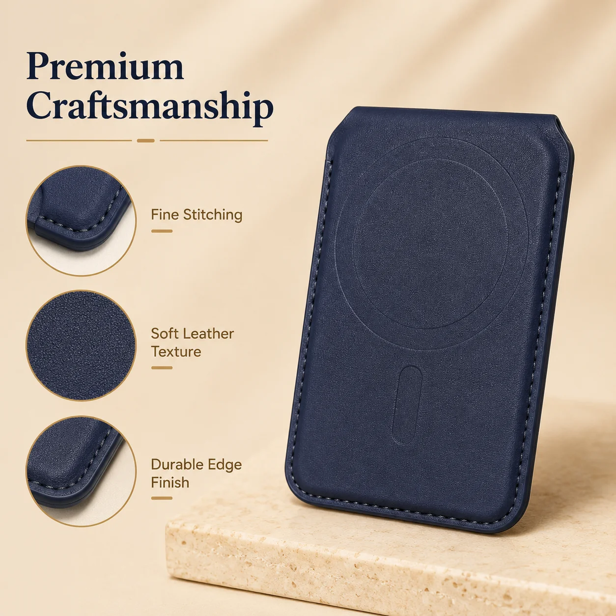 MagSafe Magnetic Wallet for iPhone, Foldable Leather Card Holder with Kickstand Function, Slim Phone Wallet Stand for Daily Carr