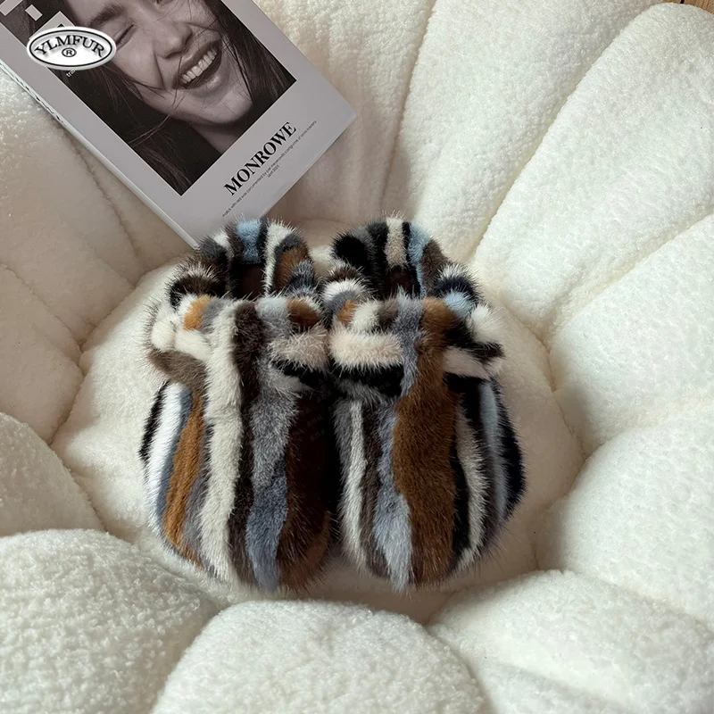 New Girl Luxury Mink Fur Slippers Women's Sandals Summer 2026 Womns Shoes Flats Furry Fur Flip Flops Women Plush Fur Slides view 6