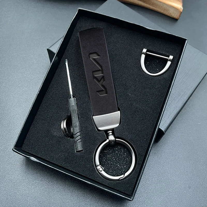 

Vintage Leather Car KeyChain Holder Metal Key Ring For KIA Ceed Sportage Rio Proceed K5 Optima Sedona Forte Cerato Venga
