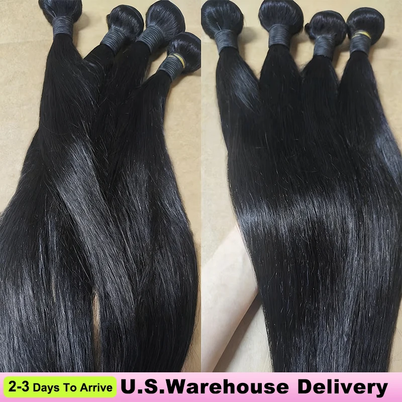 12A ボーンストレート人毛束 100% 未加工ブラジル産バージンヘア 32インチ 40インチ 生毛 ダブル束 ウィーブエクステ