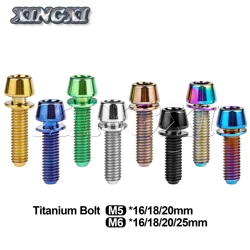 Xingxi Titanium Cone Head Bolts M5/M6X16 18 20 25mm Conical Head Srews With Washer Bicycle Srews For Bike Stems