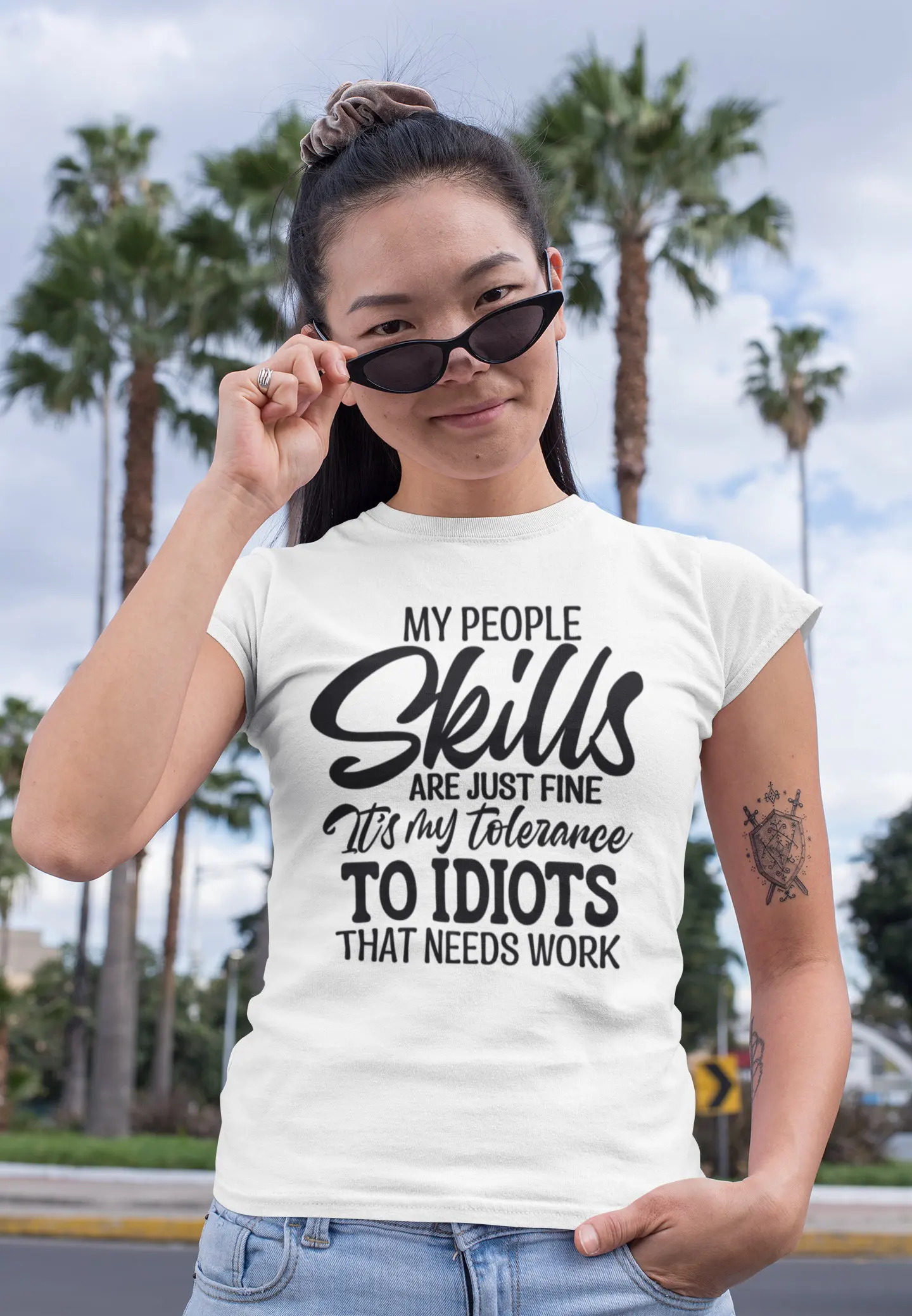 My people skills are just fine it's tolerance of idiots that need work Jersey T Shirt sarcastic