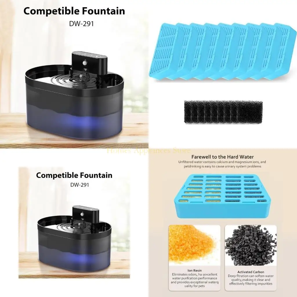 D0AB Аккумуляторная батарея Cats Fountain Fountain Filters и губки автоматические аксессуары для замены диспенсера для домашних