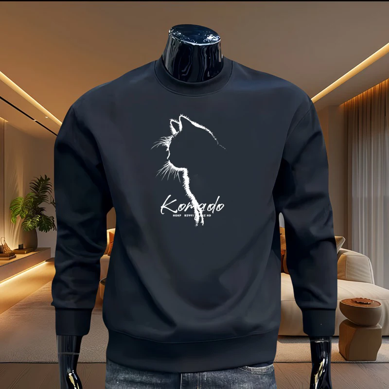 Moletom Masculino 2026, Hoodie de Algodão Solto, Estilo High Street Harajuku, Camiseta de Manga Comprida, Roupa Masculina da Moda