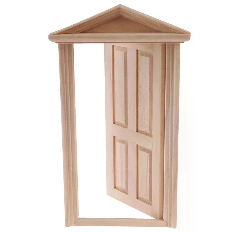 

Miniature Simulation DIY Wooden Spire Door Furniture Accessories High Quality 1:12 Dollhouse