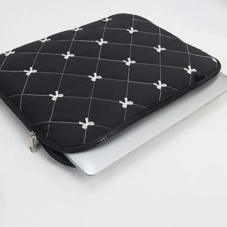 Ins الحلو لطيف Bowknot حقيبة لابتوب للصدمات منقوشة اللحف آي باد ماك بوك اير برو 13 14 15 16 بوصة للصدمات حقيبة كمبيوتر محمول