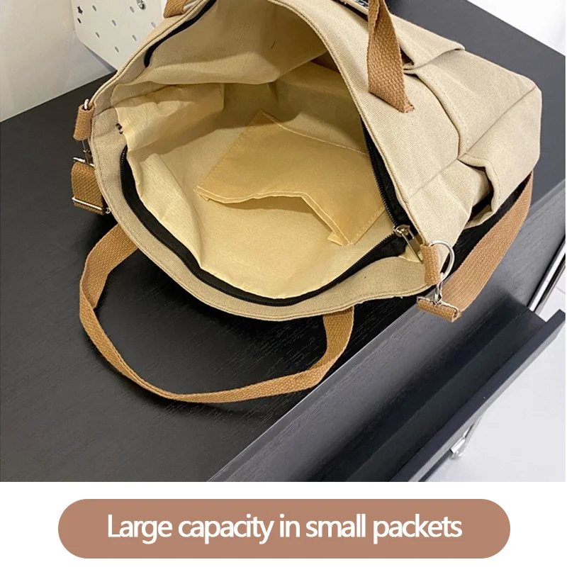 Large capacity multi pocket tote handbag, simple and casual, student one shoulder crossbody classroom computer backpack bag